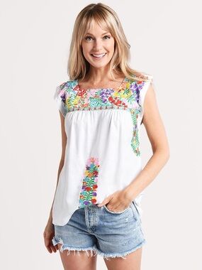Vibrant Floral Embroidered Blouse